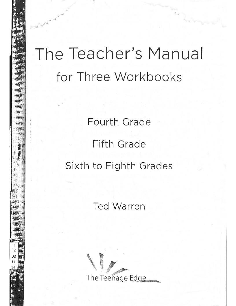 The Teacher's Manual for Three Workbooks (Fourth Grade, Fifth Grade, Sixth to Eighth Grades)