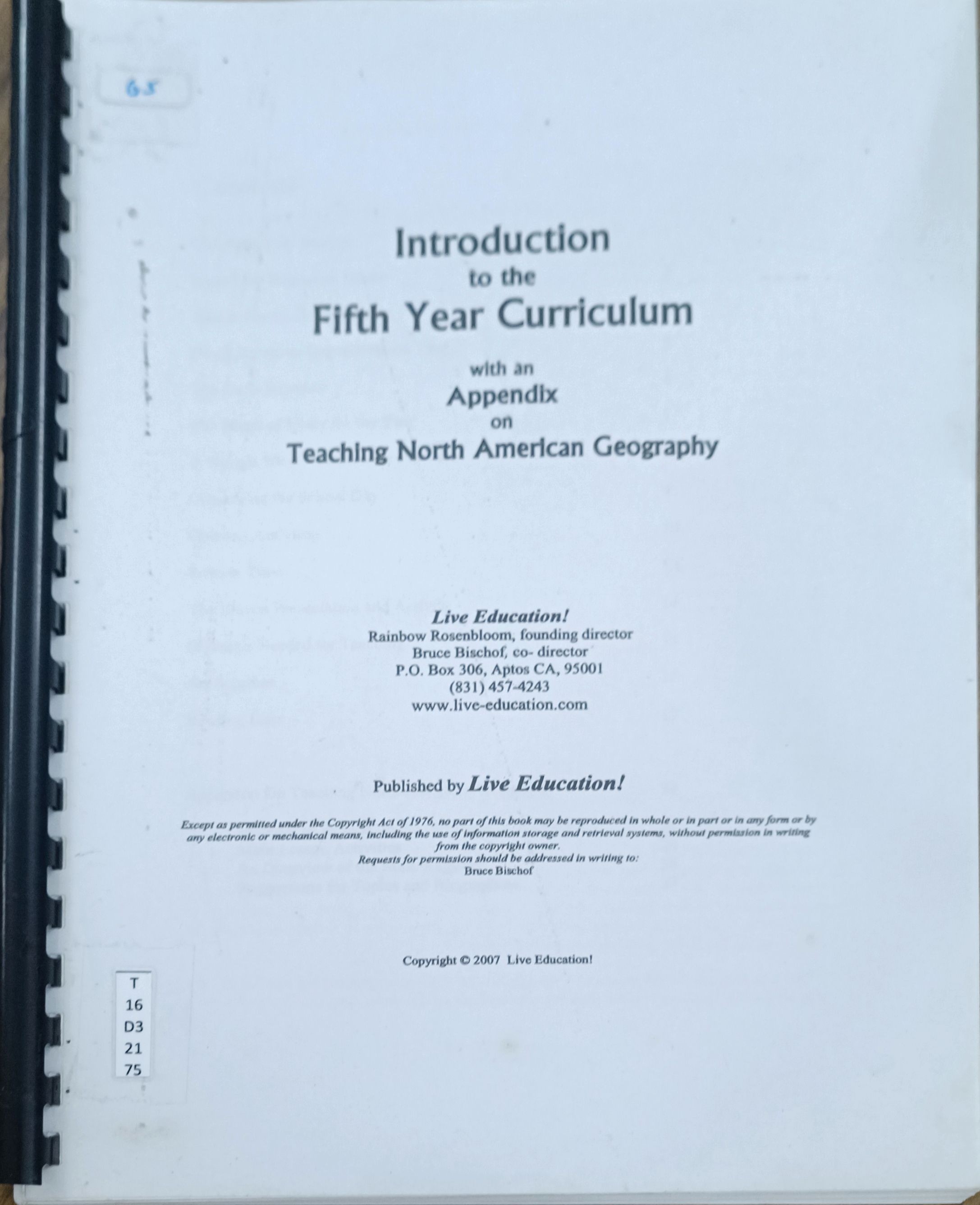 Introduction to the Fifth Year Curriculum